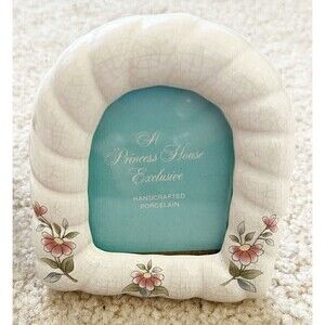 Victorian Roses Picture Frame Romantic Small Porcelain Crackle Princess Baby